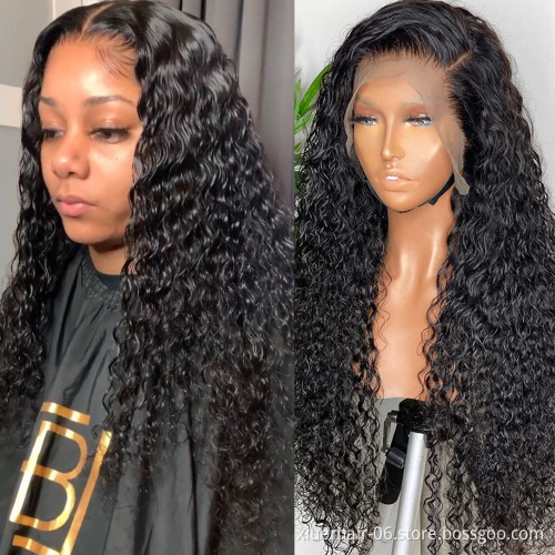 Wholesale 100% Raw Natural Brazilian Hd Frontal 30 Inch Water Deep Wave Curly Real 100 Human Hair Wigs For Black Women